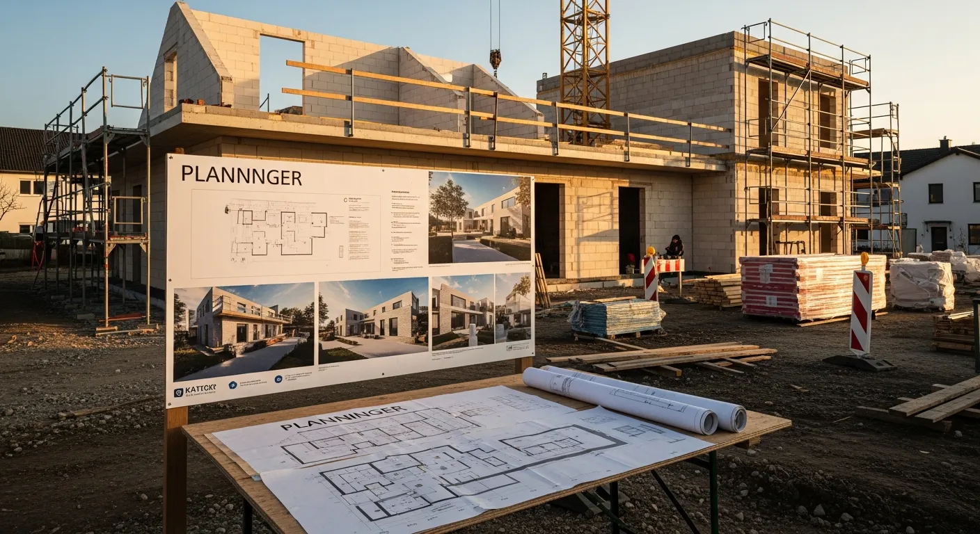 Architektenpläne und Hausbau eines Bungalows
